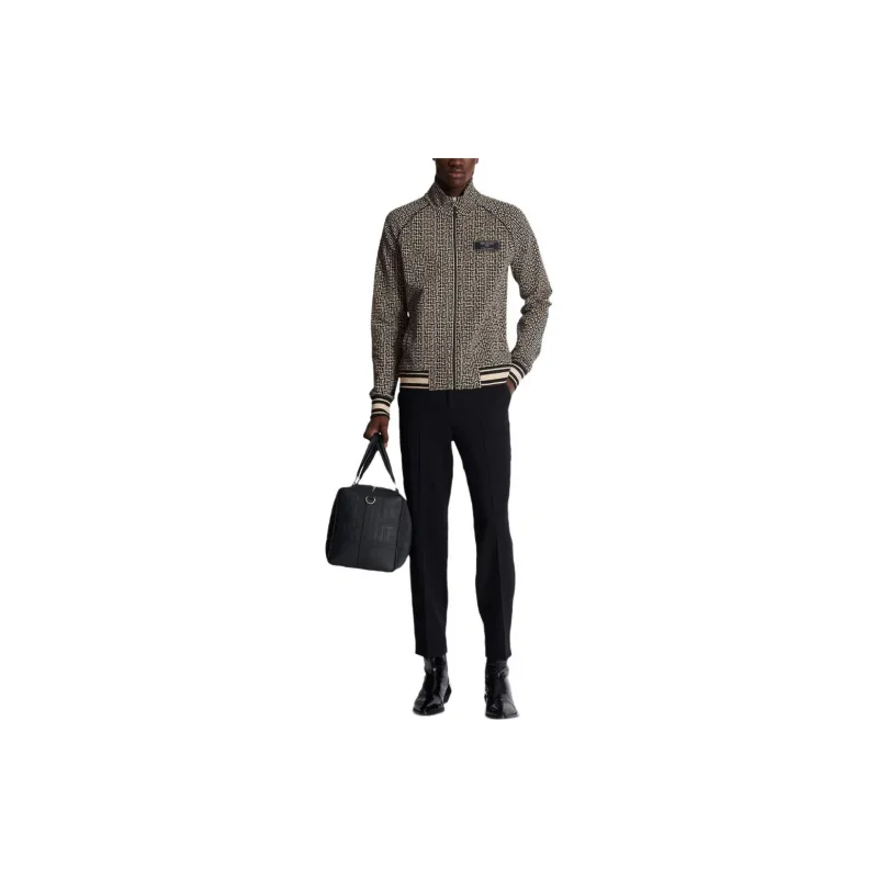 BALMAIN Monogram jacquard Zip up Bomber Jacket-1