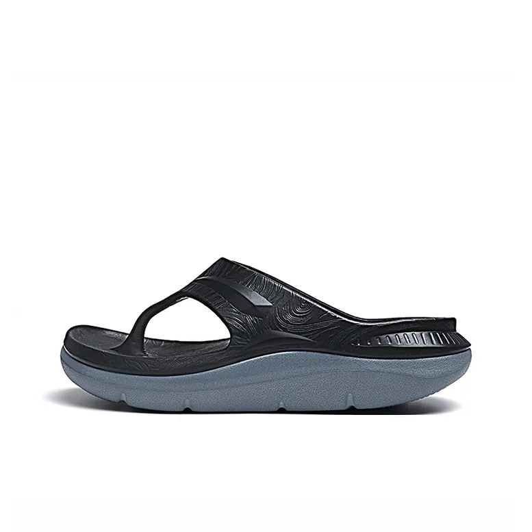 ENBO Quiet Abrasion Resistant Slip Resistant Flip Flops Men's Gray Black-0