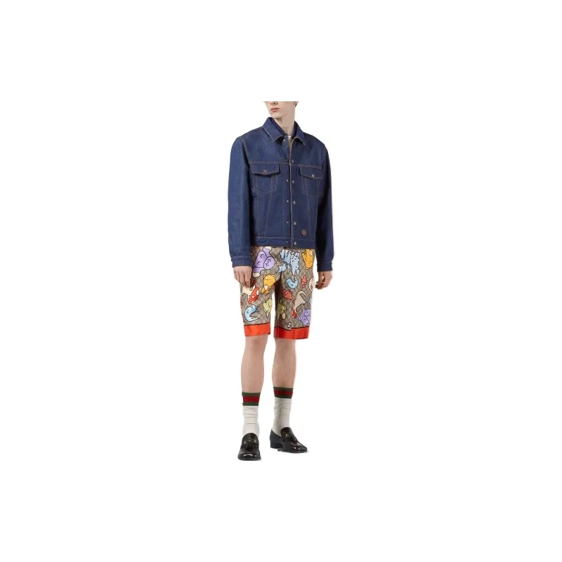 GUCCI Gg Print Silk Twill Shorts-1