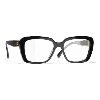 CHANEL Acetate Butterfly Eyeglass Frames Unisex Black