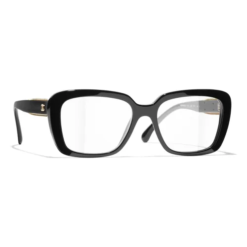 CHANEL Acetate Butterfly Eyeglass Frames Unisex Black