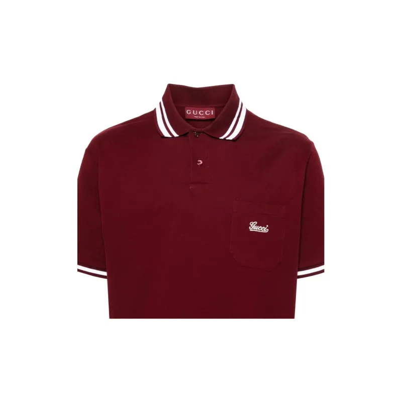 GUCCI SS24 Polo Shirt Men's Burgundy-5