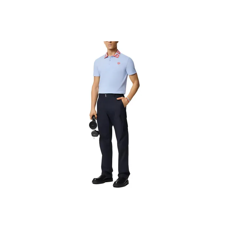 VERSACE Medusa Embroidered Short Sleeved Polo Shirt-1