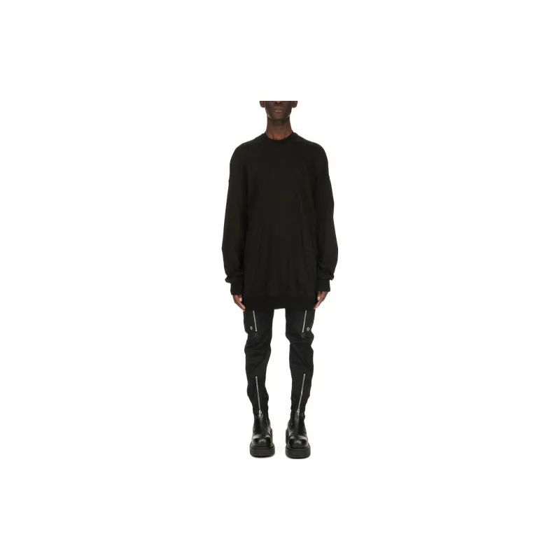 RICK OWENS/RO SS24 Splintered Peter In Black Heavy Jersey Knitwear Men's Black-1