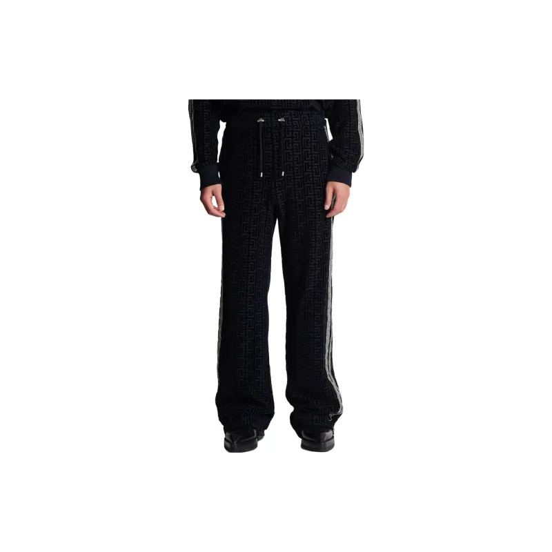 BALMAIN Monogrammed Velvet Joggers-2