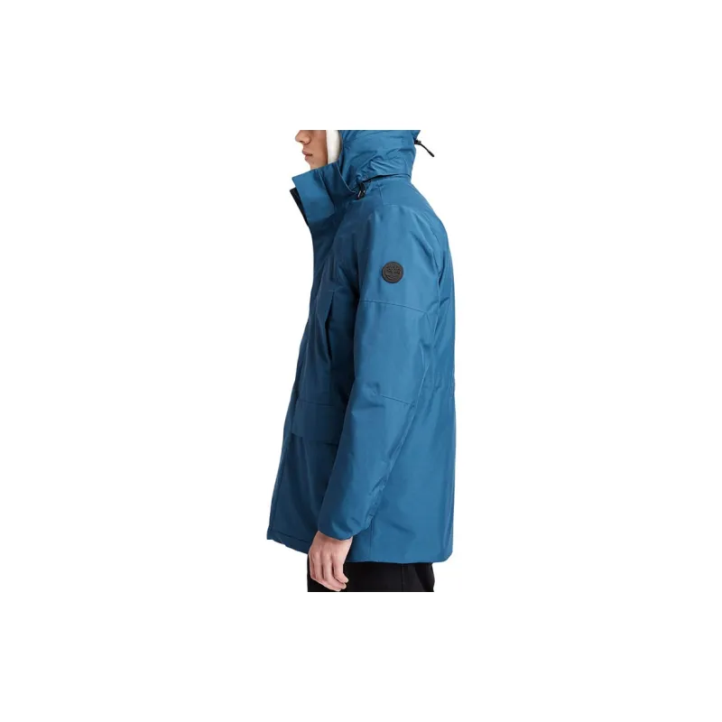 Timberland Solid Color Detachable Hood Puffer Jacket Men's Medium Blue-7