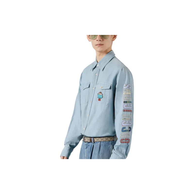 GUCCI Shirts Men Blue-2