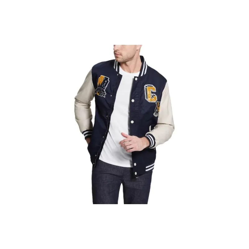 GUESS Patch Varsity Jacket Jackets Coats Men's Blue-3