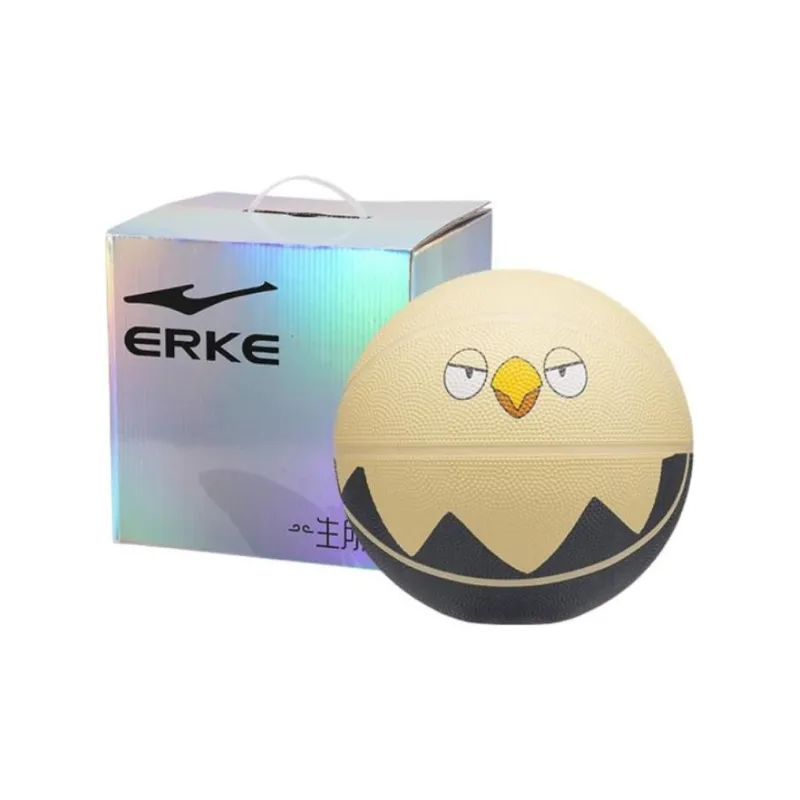 Erke Rubber Basketball Yellow Black Size 5 Ball Training Unisex-2