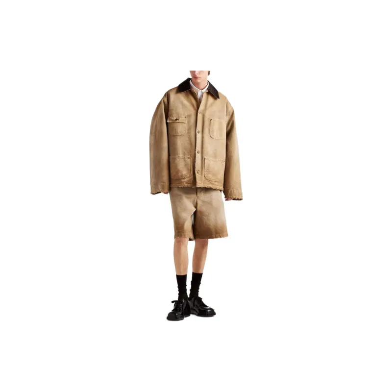 PRADA SS24 Denim Jacket Men's Sandy Beige-1