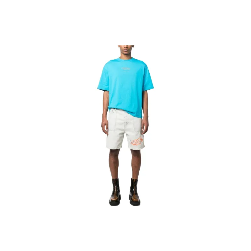 OFF WHITE Utility Embroidered Logo Denim Shorts-1
