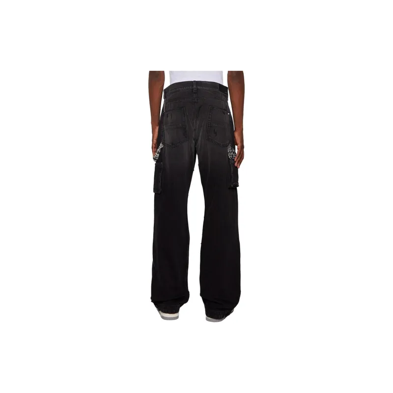AMIRI Boucle Patch Carpenter Jean Aged Black Casual Pants Men's Black-1