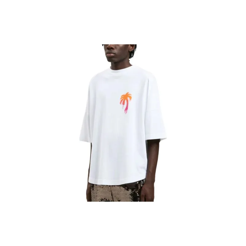 PALM ANGELS Sprayed Palm Logo Over T Shirt-2