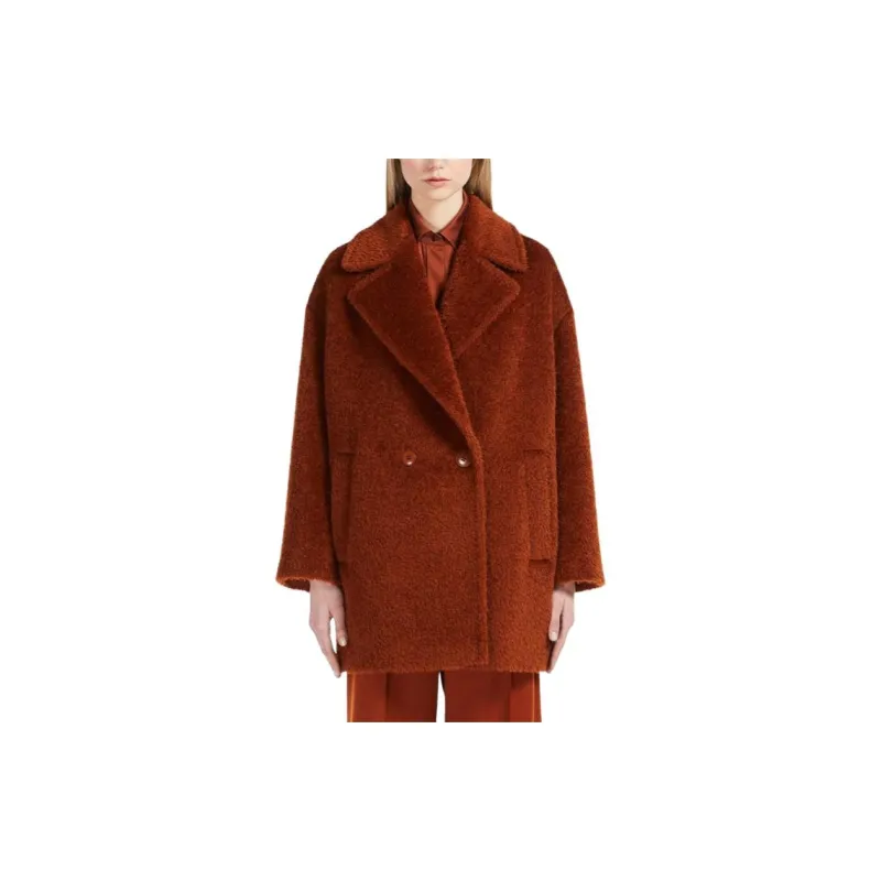 MaxMara Onde Collection Alpaca And Wool Jacket Coats Men's Terracotta-3