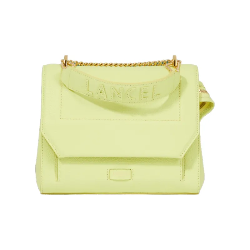 LANCEL Grain Cow Leather Shoulder Bag, Crossbody Bag Medium Size Women's Lime-0