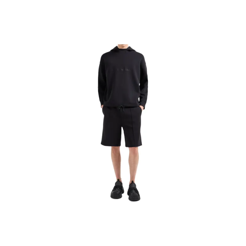EMPORIO ARMANI Logo Embroidered Drawstring Hem Hoodie-1