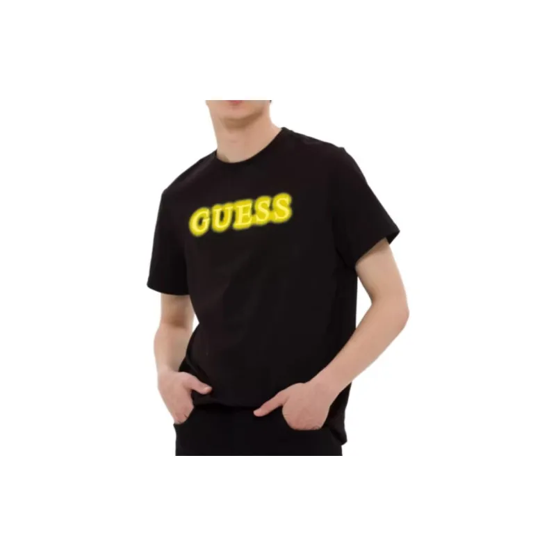 GUESS T Shirts Unisex Black With Yellow-3