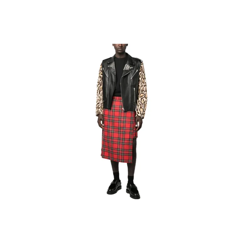 MOSCHINO Leopard Print Zipped Biker Jacket-1