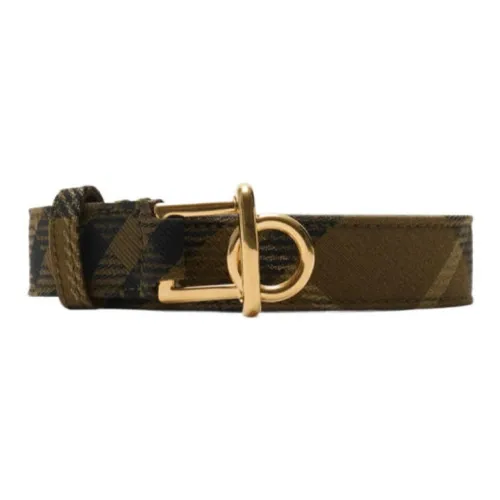 Burberry Polyester Cotton Calfskin Leather Belts Women's Brown Width: 2.5cm