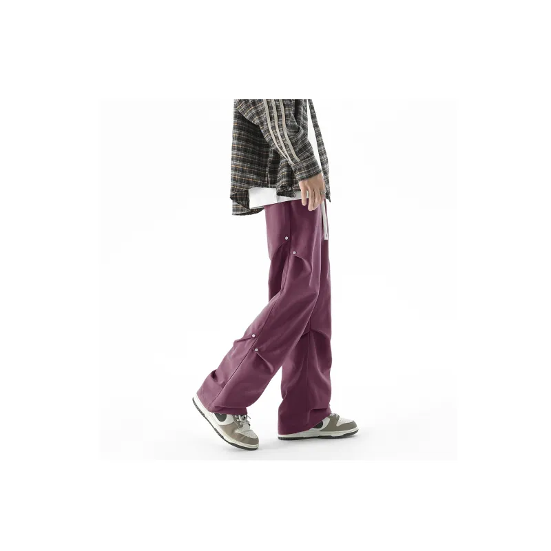 TELENT Casual Pants Unisex Rose Red-29