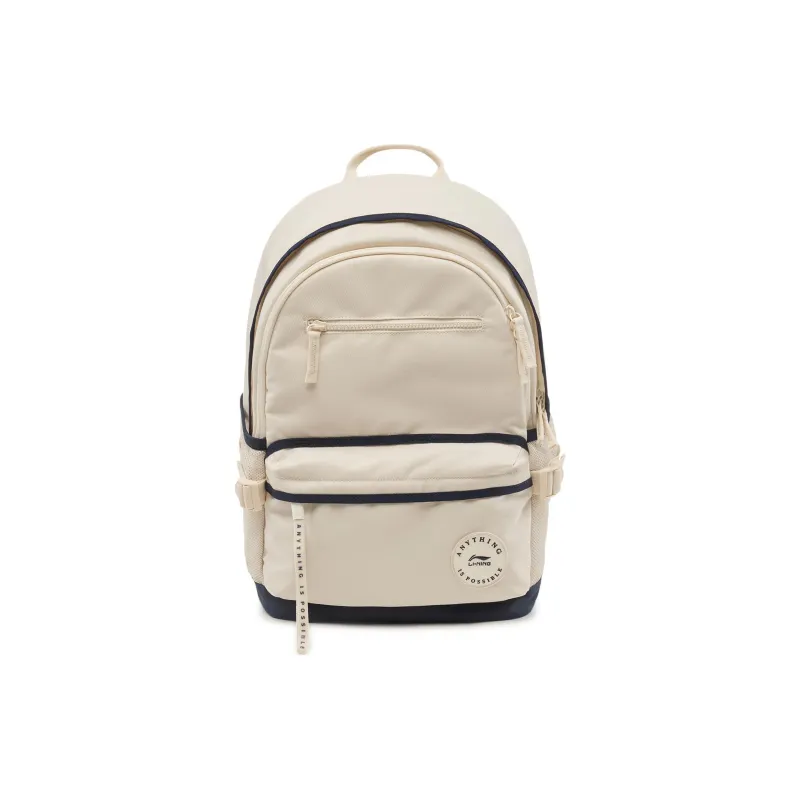 LiNing Polyester Backpack Unisex Rock White Gray & Deep Iris Blue-0