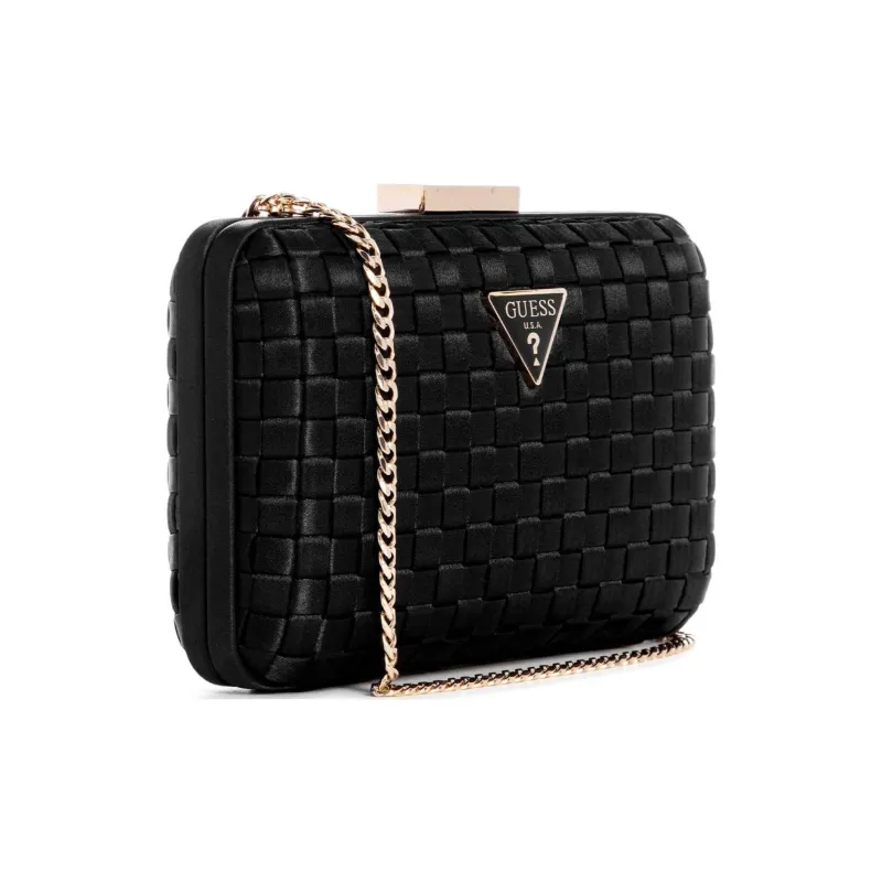 GUESS Satin One Shoulder Crossbody Clutches Women's Black-1