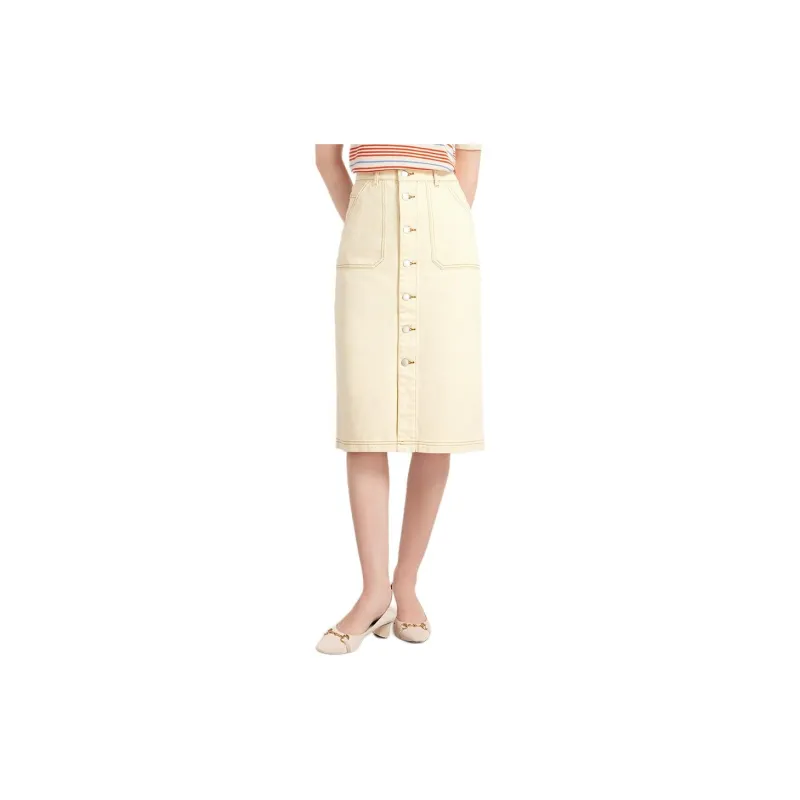 Hush Puppies Denim Long Skirts Women's White-0