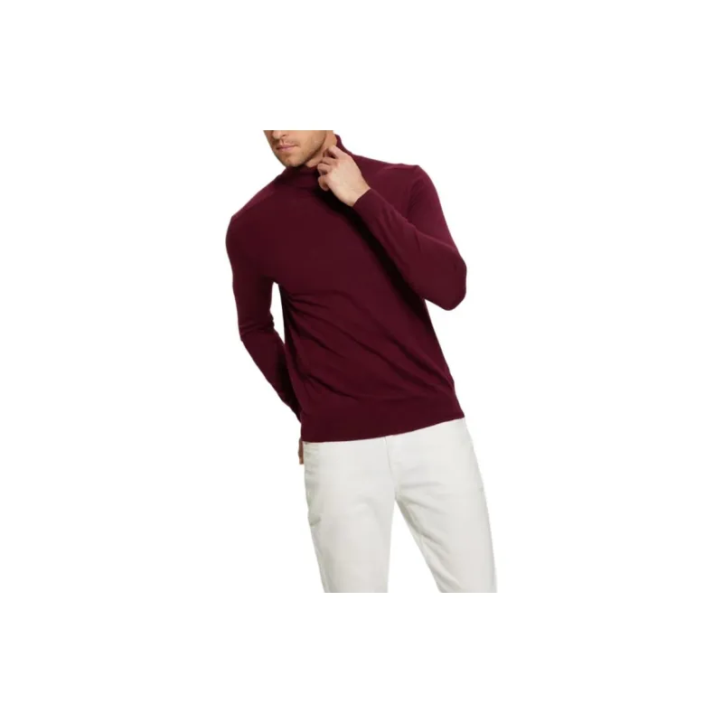 GUESS Silk-blend Turtleneck Sweater Sweater Men's Deep Red-3