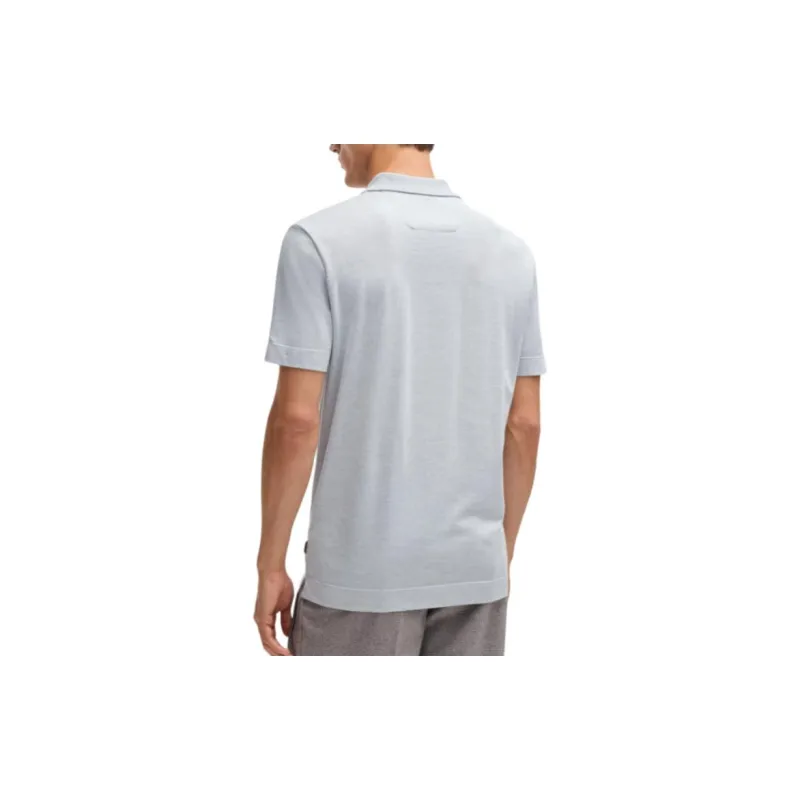 HUGO BOSS Polo Shirt In Cotton And Silk With Corduroy Effect Polo Shirt Men's Gray-3