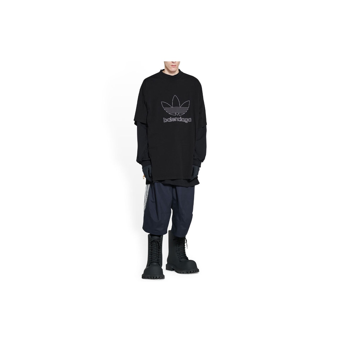 Balenciaga Vintage Jersey Adidas T-Shirt in Black/Red BNWT