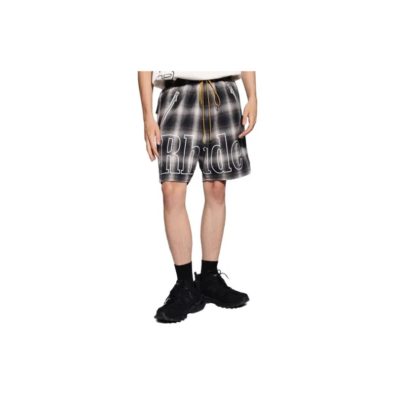 RHUDE Plaid Logo Shorts-3