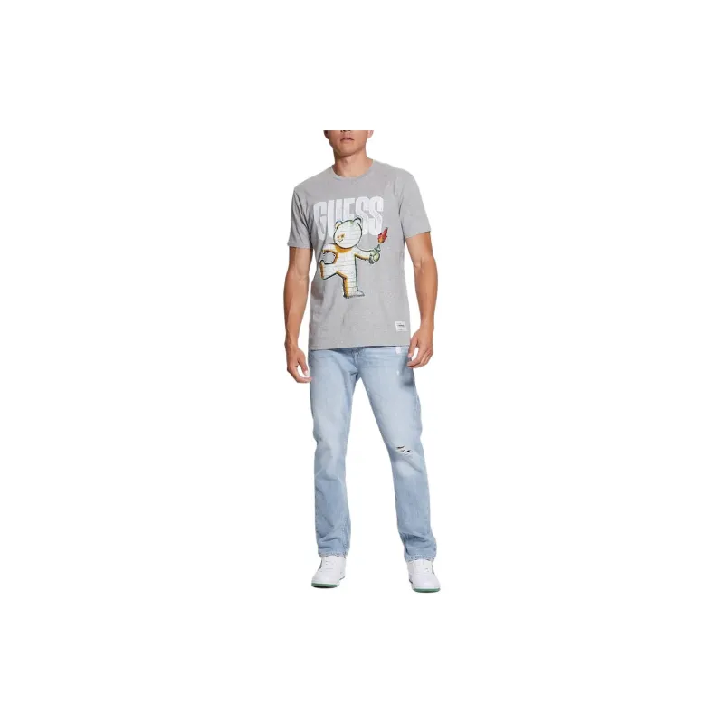 GUESS Graffiti Print T-Shirt T-Shirt Men's Gray-2