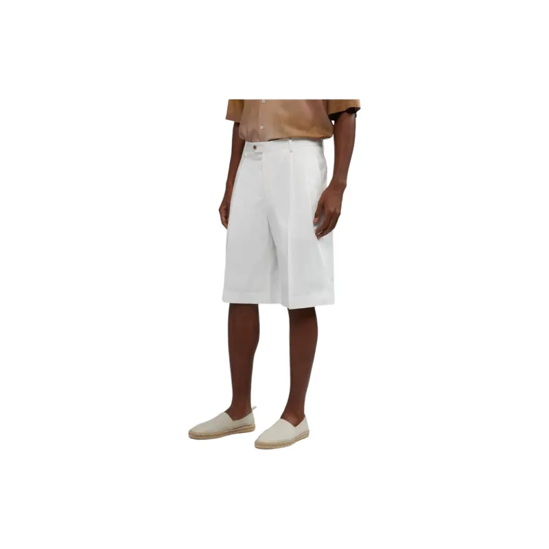 LARDINI Bermuda Comfort Corto In Cotone Satin Stretch Casual Shorts Men's White-2