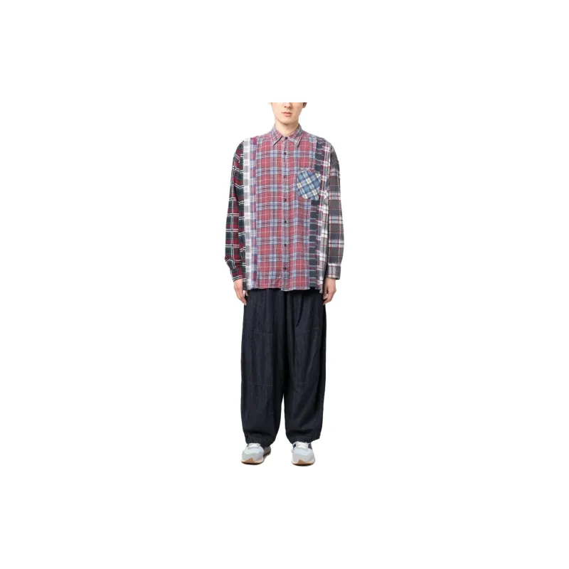 Needles Flannel Shirt 7 Cuts Zipped Wide Reflection Shirt-1
