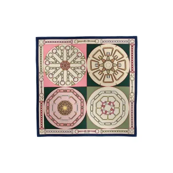 HERMES Cashmere Shawls Women's Pink/Dark Olive Green