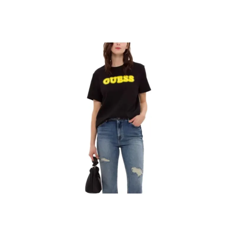 GUESS T Shirts Unisex Black With Yellow-5