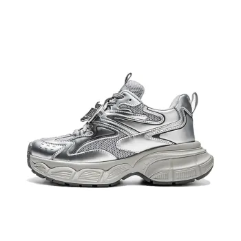 NAUTICA Cushioning Anti-Slip Wear-Resistant Breathable Height Increasing Low-Top Chunky Sneakers Unisex Silver