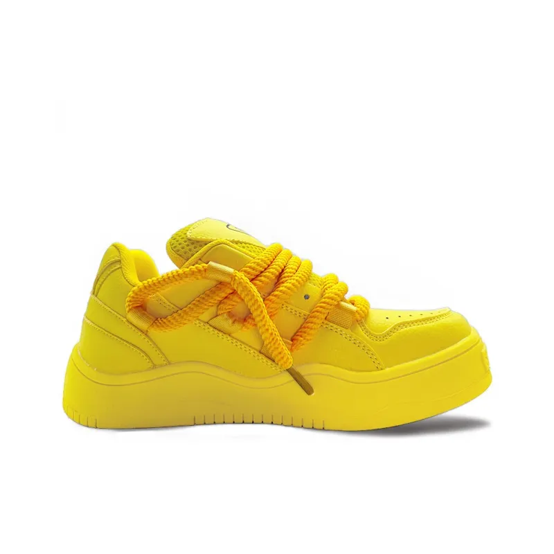 ITGI Dreadlocks Puffy Shoes Slip Resistant Height Increasing Low Top Skateboard Shoes Unisex Yellow-1