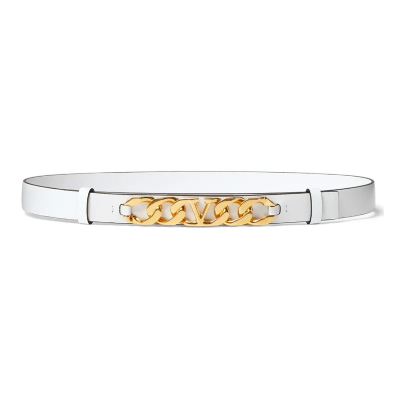 Valentino Fashion Casual Elegance Versatile Smooth Buckle Belt Women's White 2cm-0