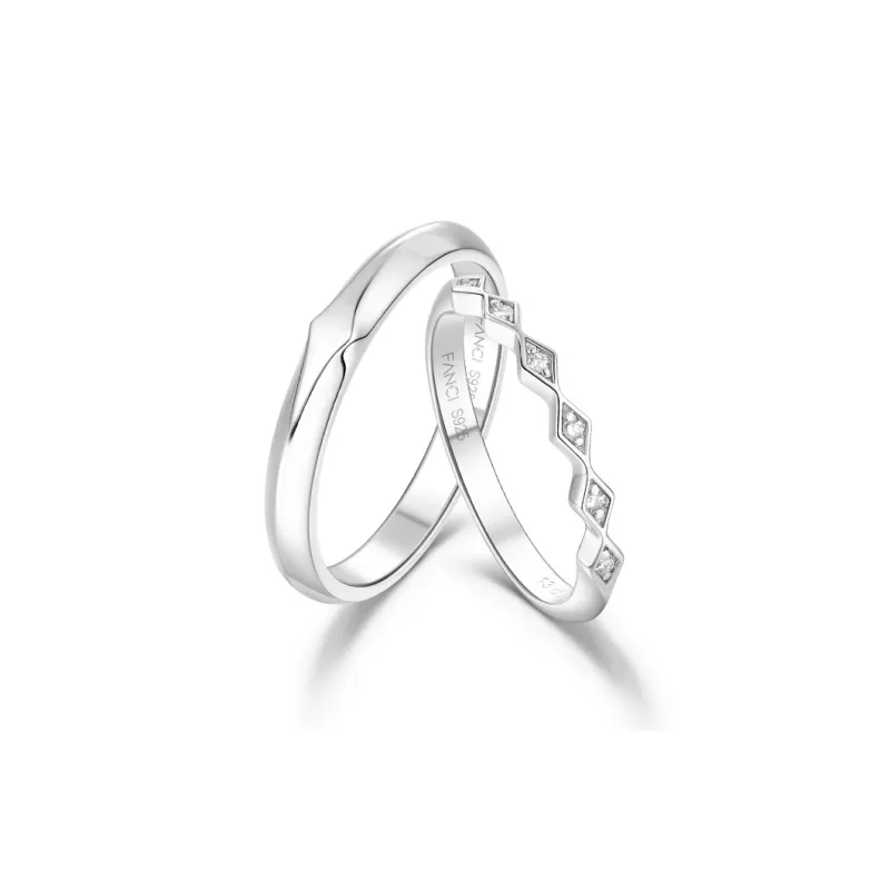 FANCI S925 Silver Set With Lab grown Diamonds Rings Unisex-0