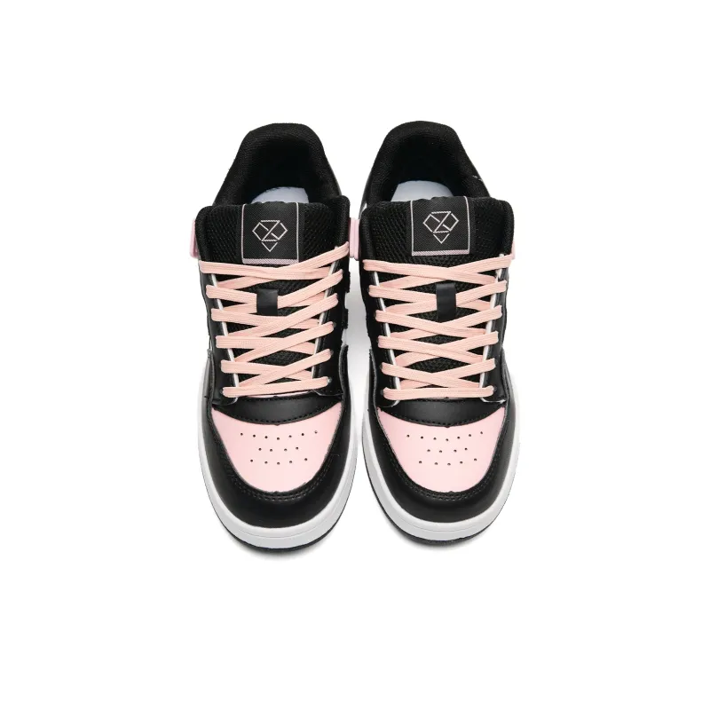 Circle small Skateboard Shoes Unisex Low Top Black Pink/Blue Pink-3