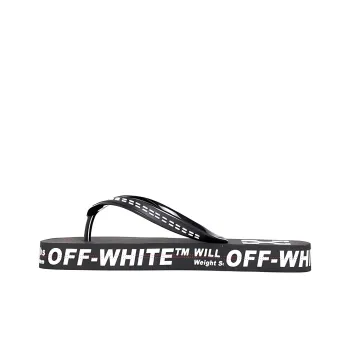 OFF WHITE Logo Typographic Flip Flop Black SS20