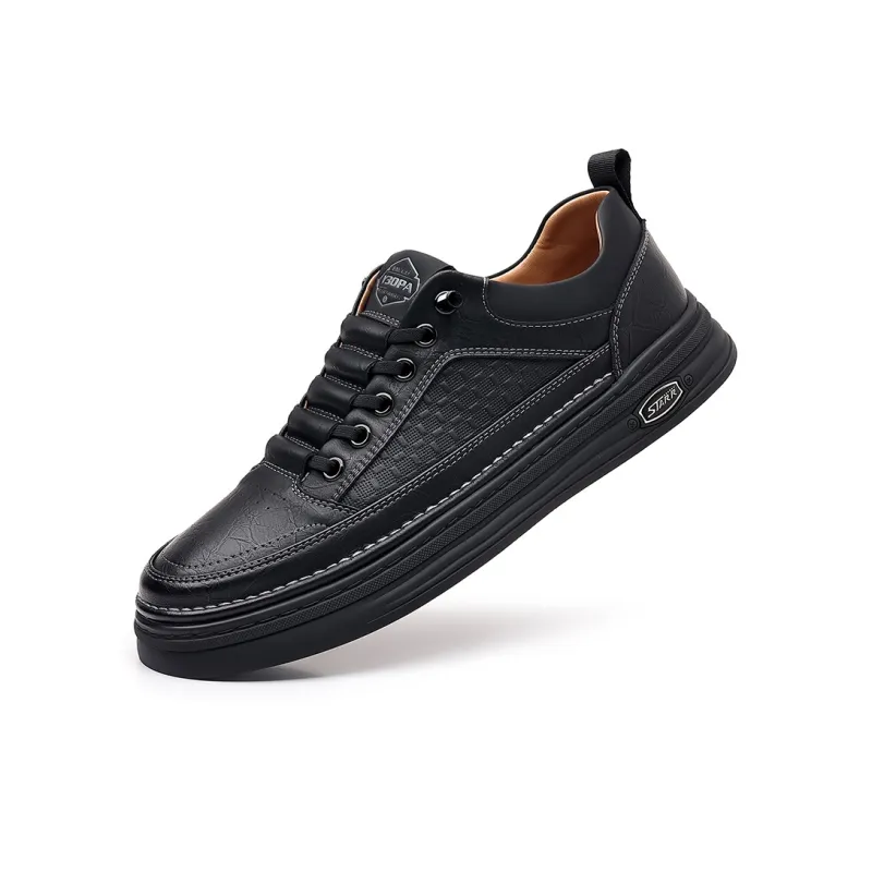 Mr. Thorn Tree Wear Resistant Cushioning Height Increasing Low Top Casual Shoes Men's Black-2