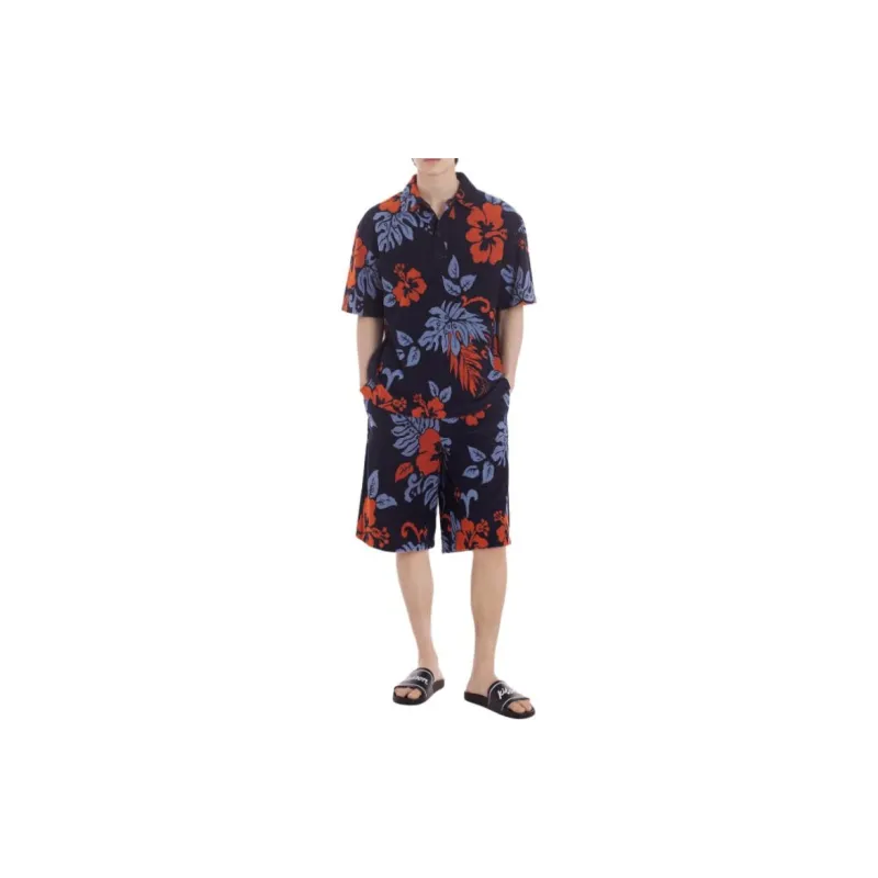 Maison Kitsune Floral print Towelling finish Polo Shirt-4