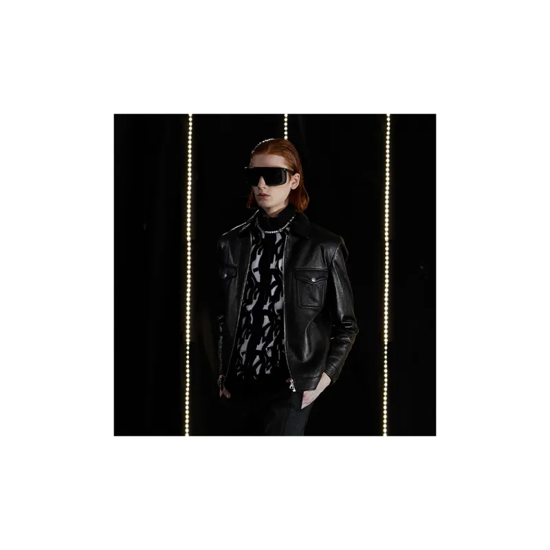 DAVID NAMAN Leather Jacket Men's Black-3