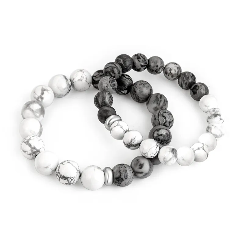 SIMPLE JOYS Bracelets Unisex Map Stone White Turquoise Stretchable Minimalist Style New Chinese Trend-6
