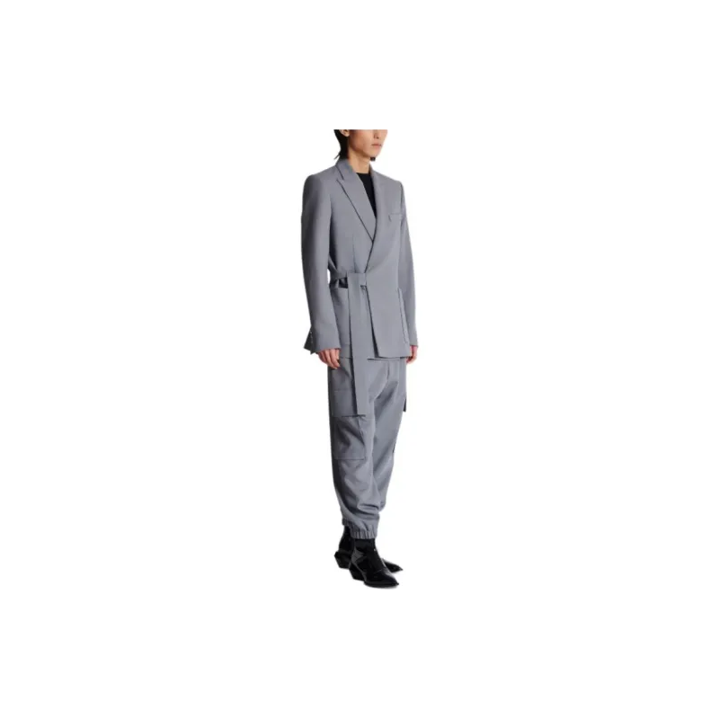 BALMAIN Double crepe Side belt Blazer-3