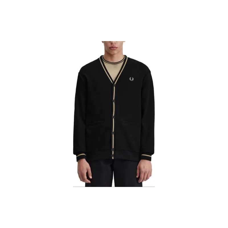 FRED PERRY Logo embroidered Button up Cardigan-2