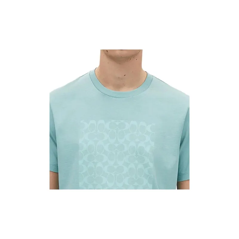 COACH Logo-Print Crew Neck Pullover Short-Sleeved T-Shirt Men's Fading Blue-3