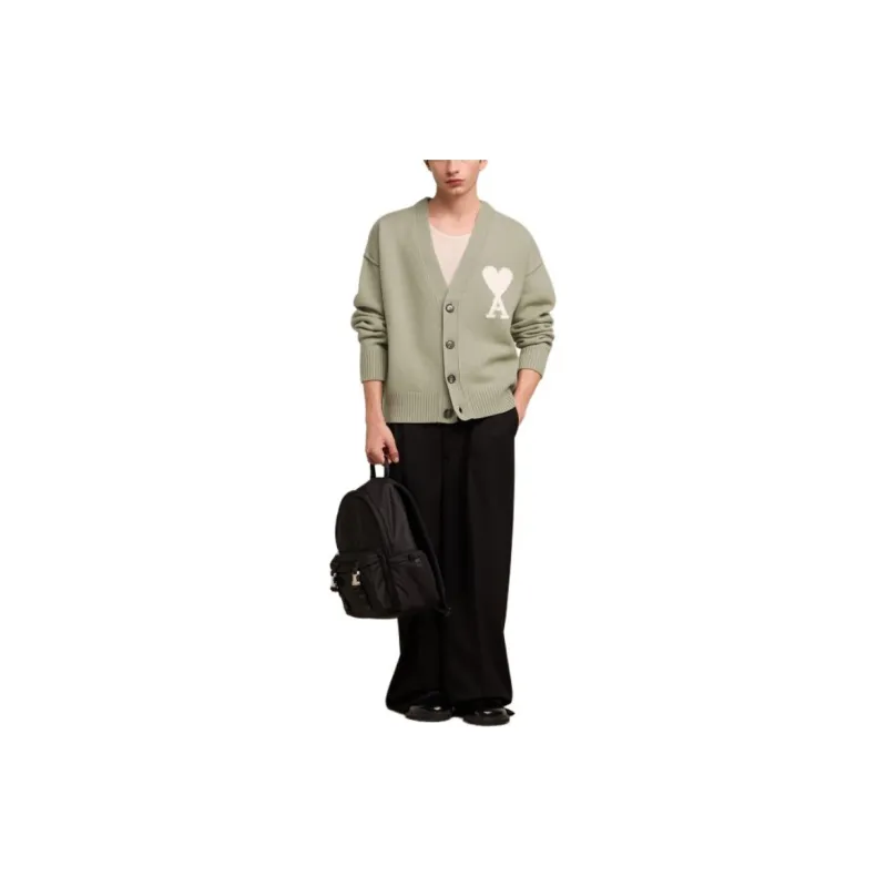 AMIPARIS Paris Ami De Coeur Logo Intarsia Knitted Cardigan-1